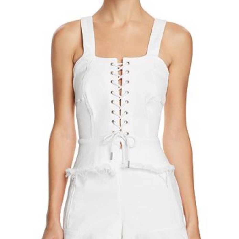 Blank NYC Lace Up Denim Top Size S